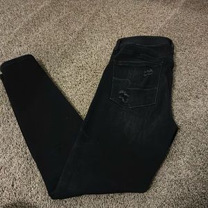 Black American eagle skinny ripped jeans